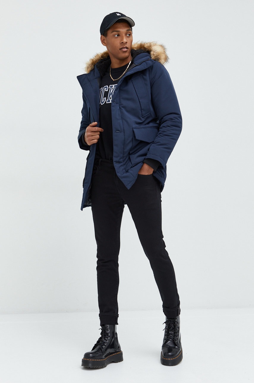 

Куртка Superdry чоловіча колір синій зимова