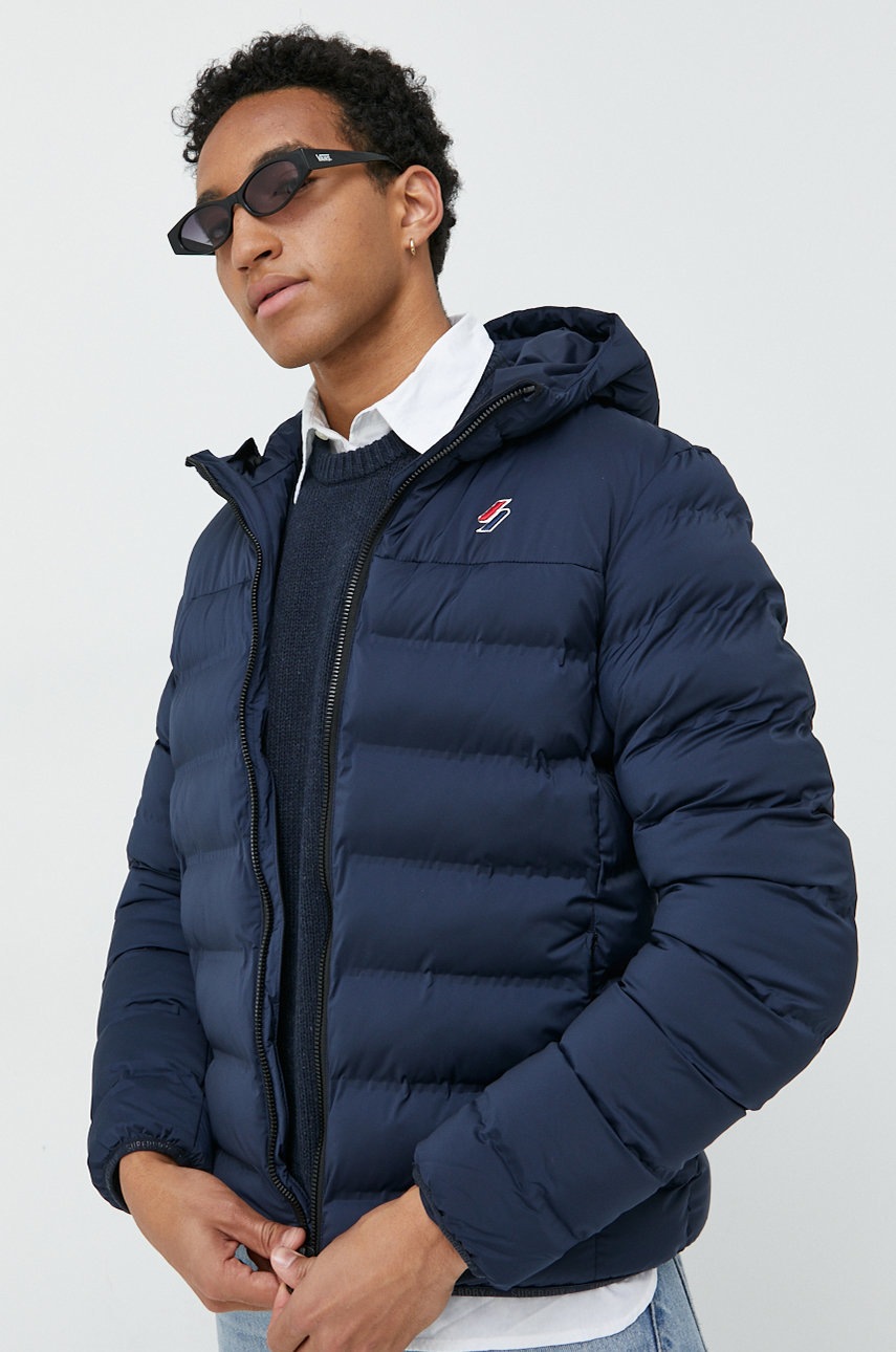 

Яке Superdry в тъмносиньо със зимна изолация, Тъмносин