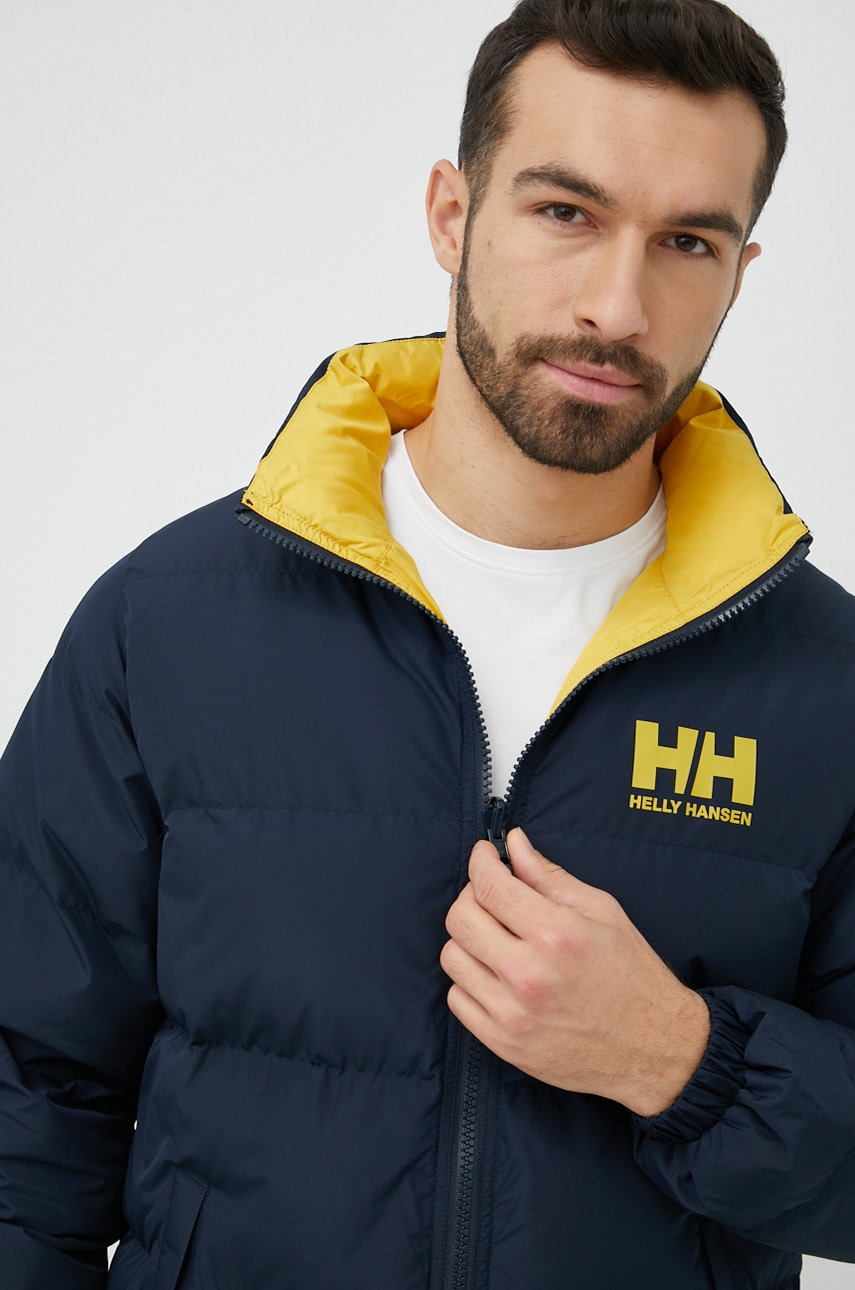 Helly Hansen geacă reversibilă barbati, culoarea albastru marin, de iarna