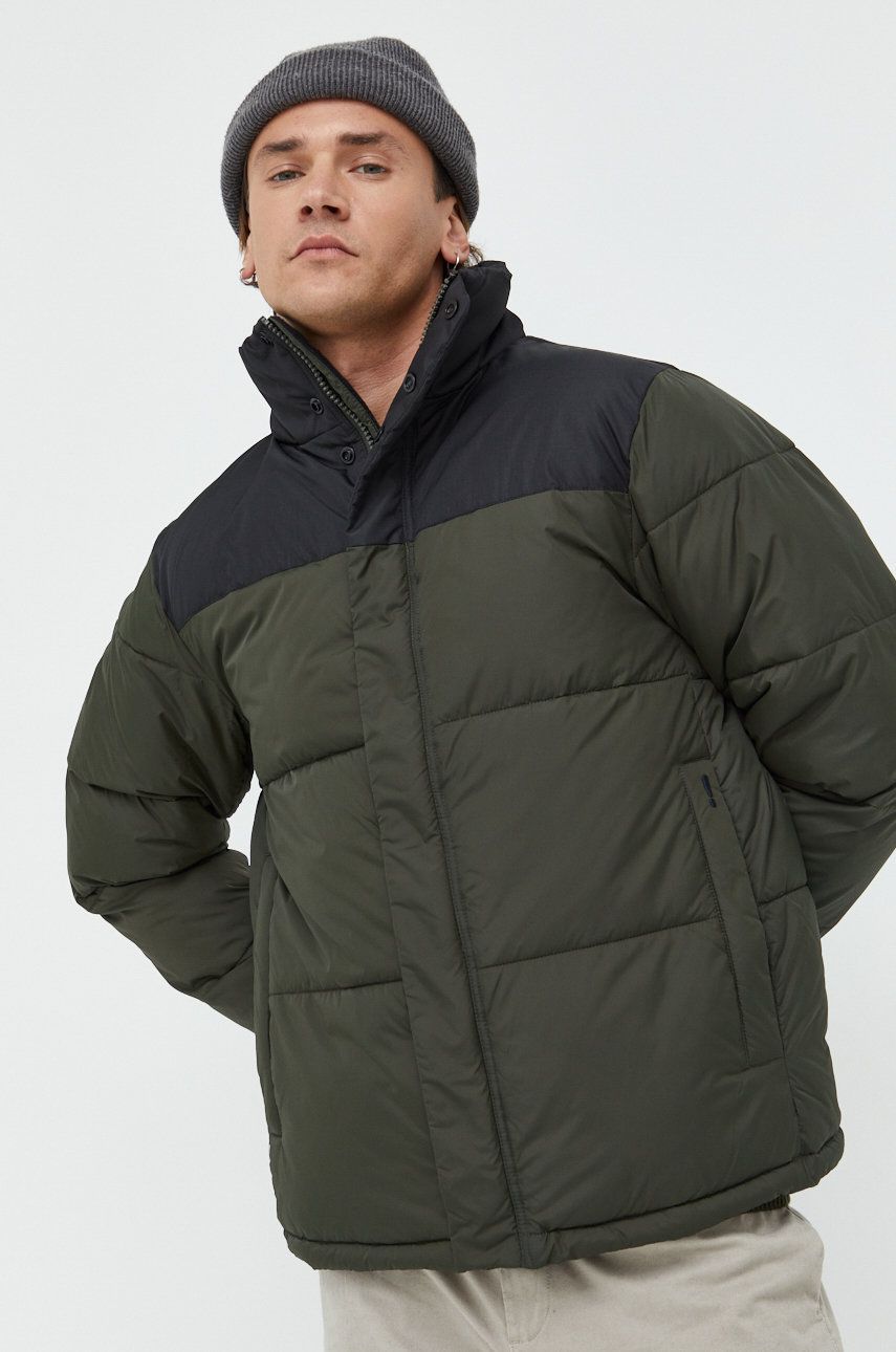 Solid rövid kabát férfi, zöld, téli