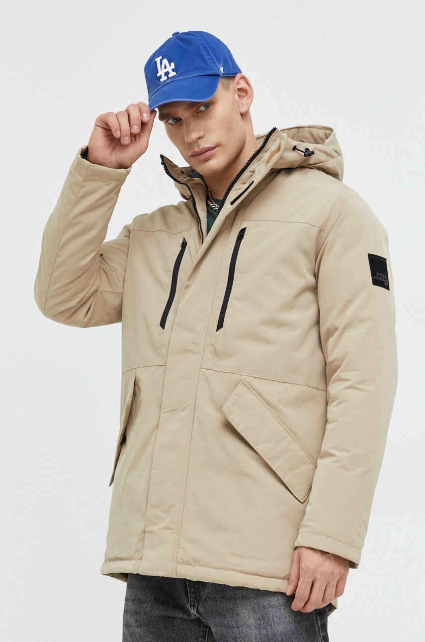 Jack & jones geaca jcobach barbati, culoarea bej, de tranzitie