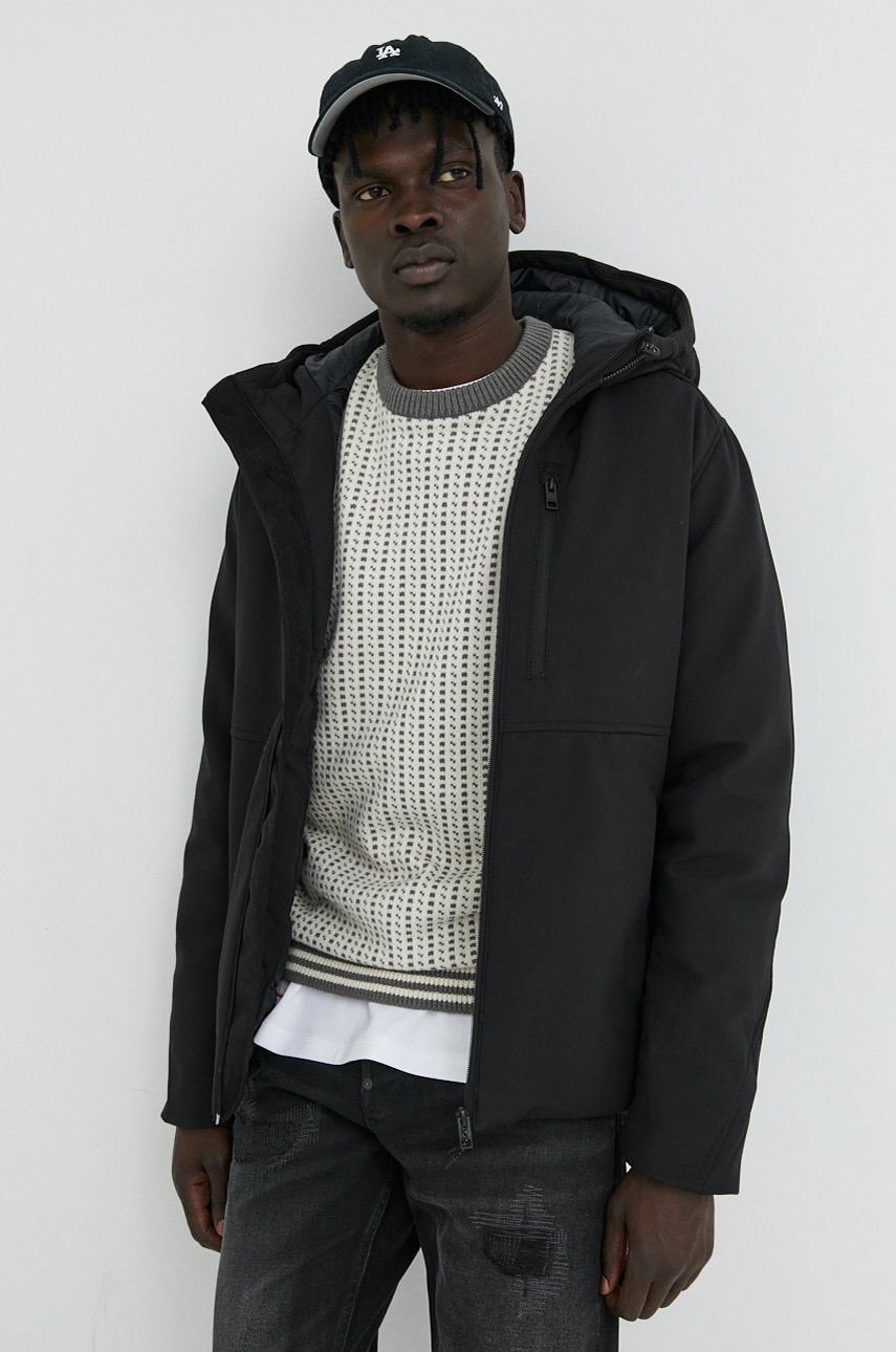 Jack & jones geaca jcoair barbati, culoarea negru, de tranzitie