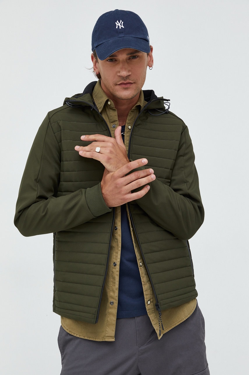 Jack & jones geaca jcotoby barbati, culoarea verde, de tranzitie