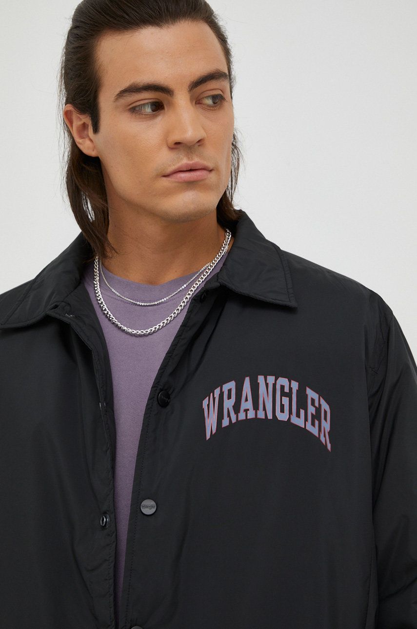 Wrangler geaca barbati, culoarea negru, de tranzitie answear.ro