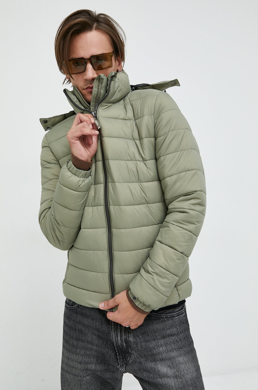 Superdry Geaca Barbati, Culoarea Verde, De Tranzitie