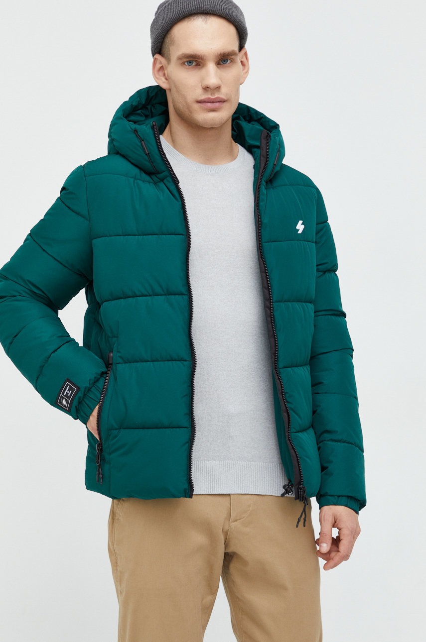 

Яке Superdry в зелено със зимна изолация, Зелен