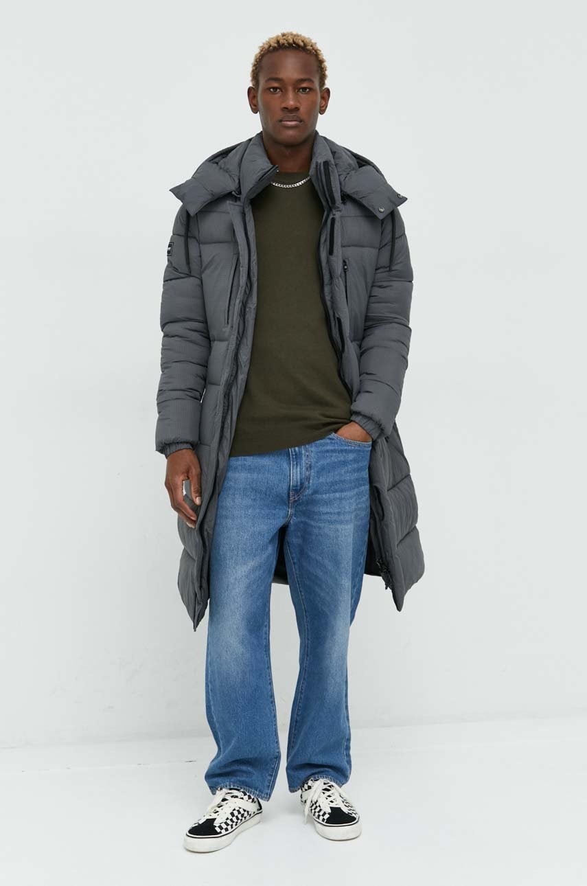 

Куртка Superdry чоловіча колір сірий зимова