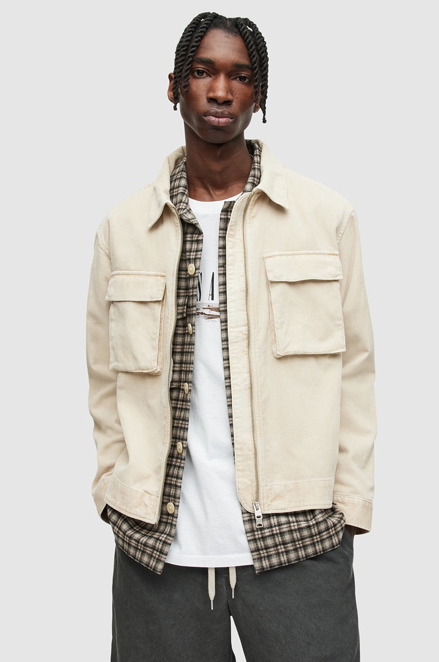 Allsaints geaca barbati, culoarea bej, de tranzitie