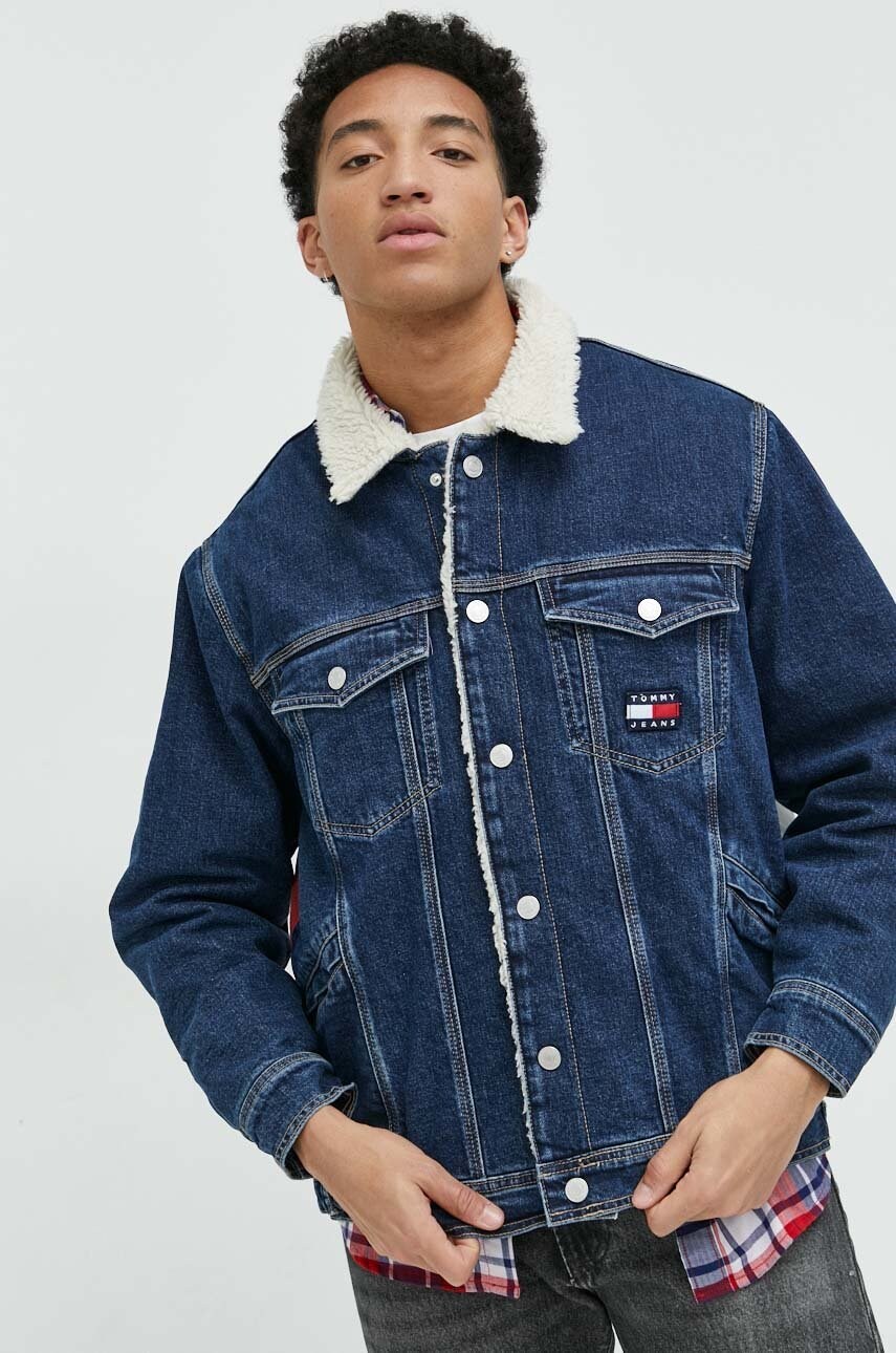 

Джинсовая куртка Tommy Jeans мужская цвет синий переходная oversize