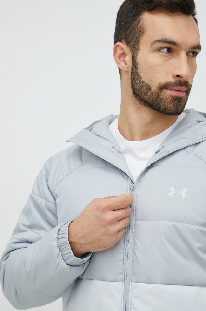 Under armour geaca barbati, culoarea gri, de iarna, oversize