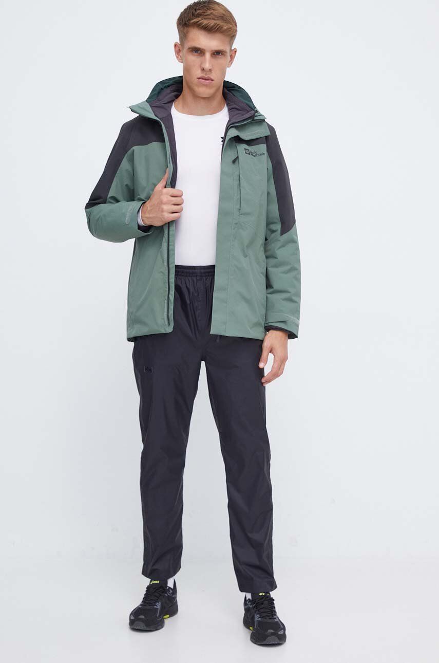 Outdoorová bunda Jack Wolfskin Romberg 3in1 zelená barva - zelená - Hlavní materiál: 100 % Polyester