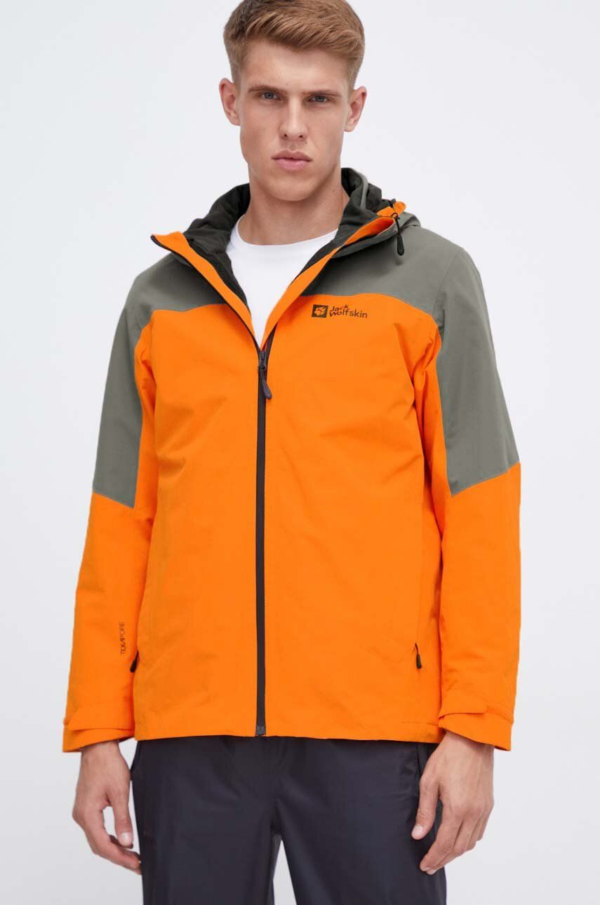 Outdoorová bunda Jack Wolfskin Glaabach 3in1 oranžová barva - oranžová - 100 % Polyester