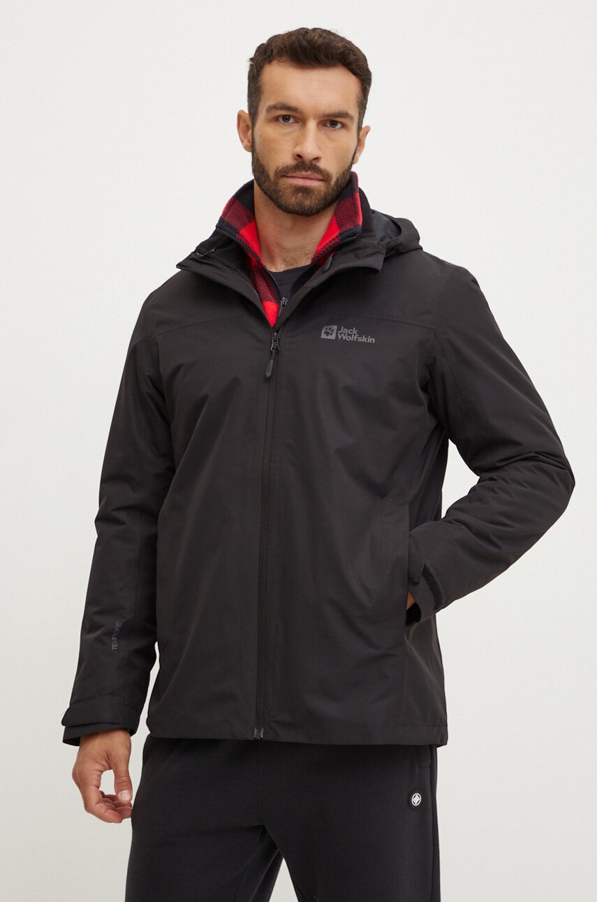 

Яке за спортове на открито Jack Wolfskin Taubenberg 3in1 в черно, Черен