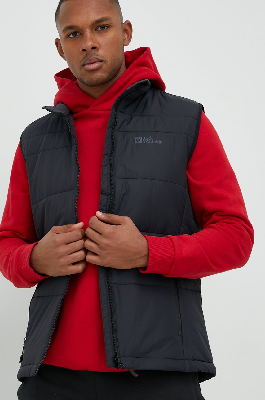 Jack Wolfskin vesta sport Bergland Ins culoarea negru, de tranzitie
