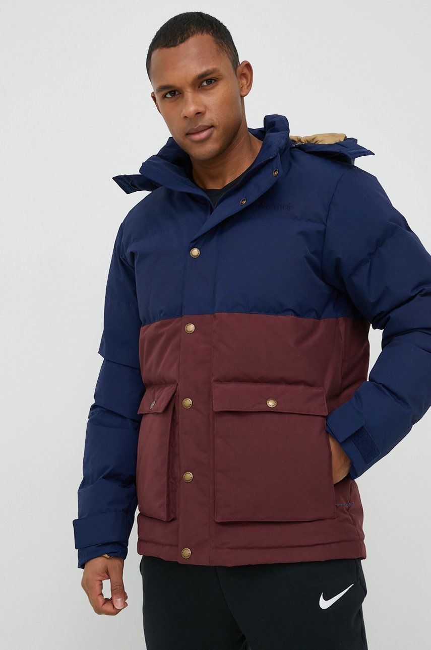 E-shop Péřová bunda Marmot pánská, tmavomodrá barva