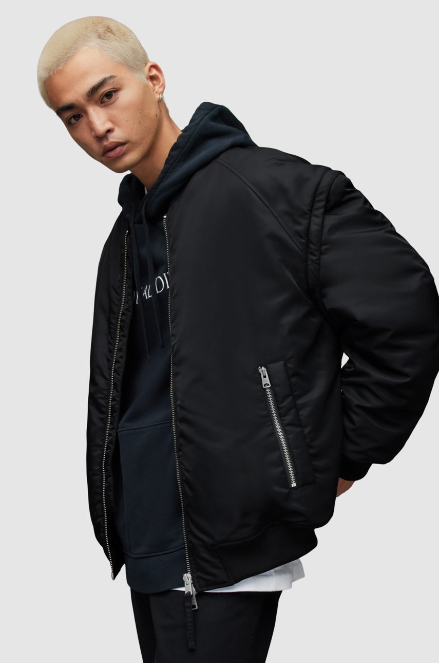 

Куртка-бомбер AllSaints мужской цвет чёрный переходная oversize