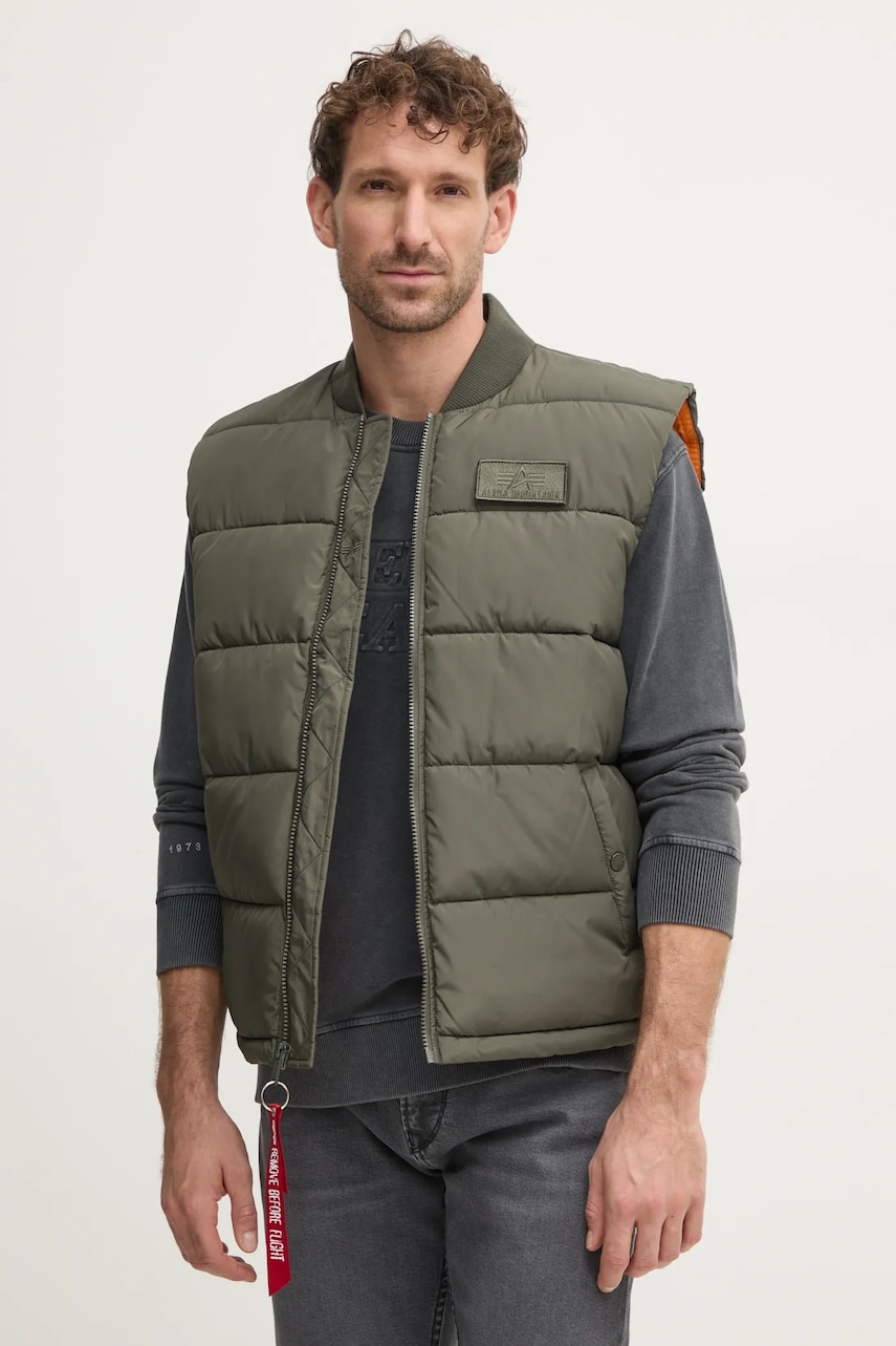 Alpha Industries vestă Puffer Vest bărbați, culoarea verde, de tranziție 118109.142-green Alpha Industries vestă Puffer Vest bărbați, culoarea verde, de tranziție 118109.142-green