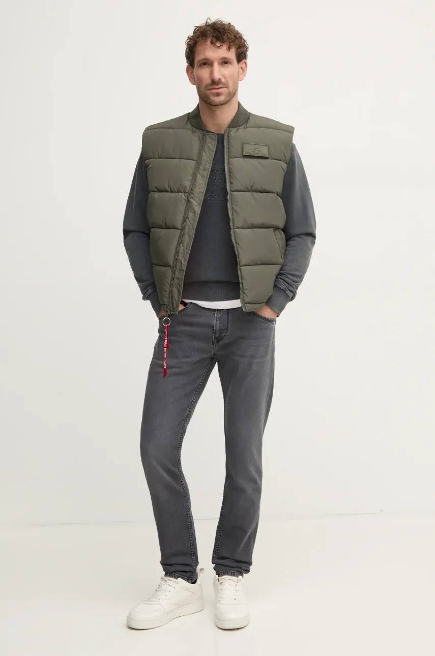 Безрукавка Alpha Industries Puffer Vest мужская цвет зелёный переходная 118109.142-green Безрукавка Alpha Industries Puffer Vest мужская цвет зелёный переходная 118109.142-green
