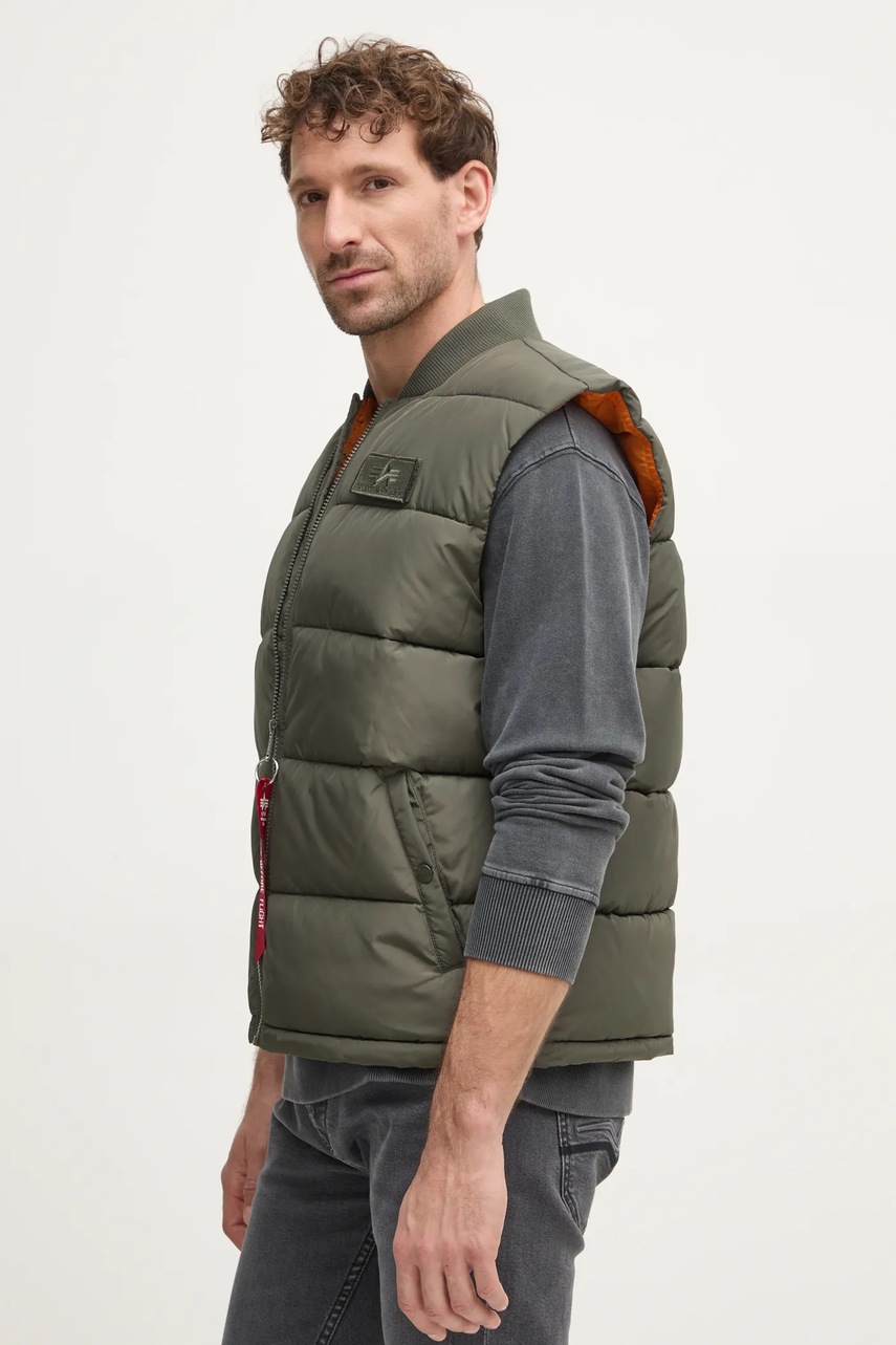 Αμάνικο μπουφάν Alpha Industries Puffer Vest χρώμα: πράσινο F30 φωτογραφία