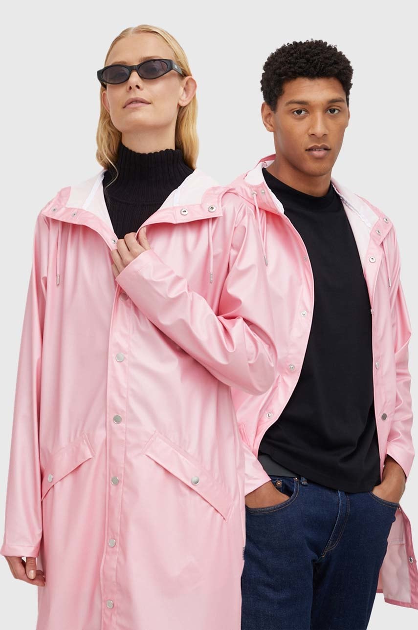 Rains Geaca De Ploaie 12020 Long Jacket Culoarea Roz, De Tranzitie 12020.2-20.pink.sk