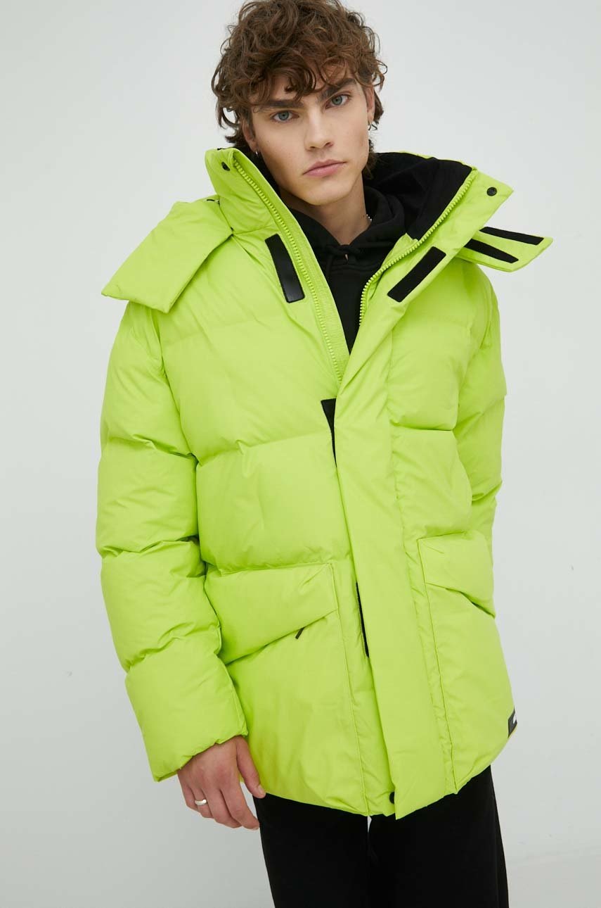 

Куртка Rains 15010 Block Puffer Jacket колір зелений зимова oversize
