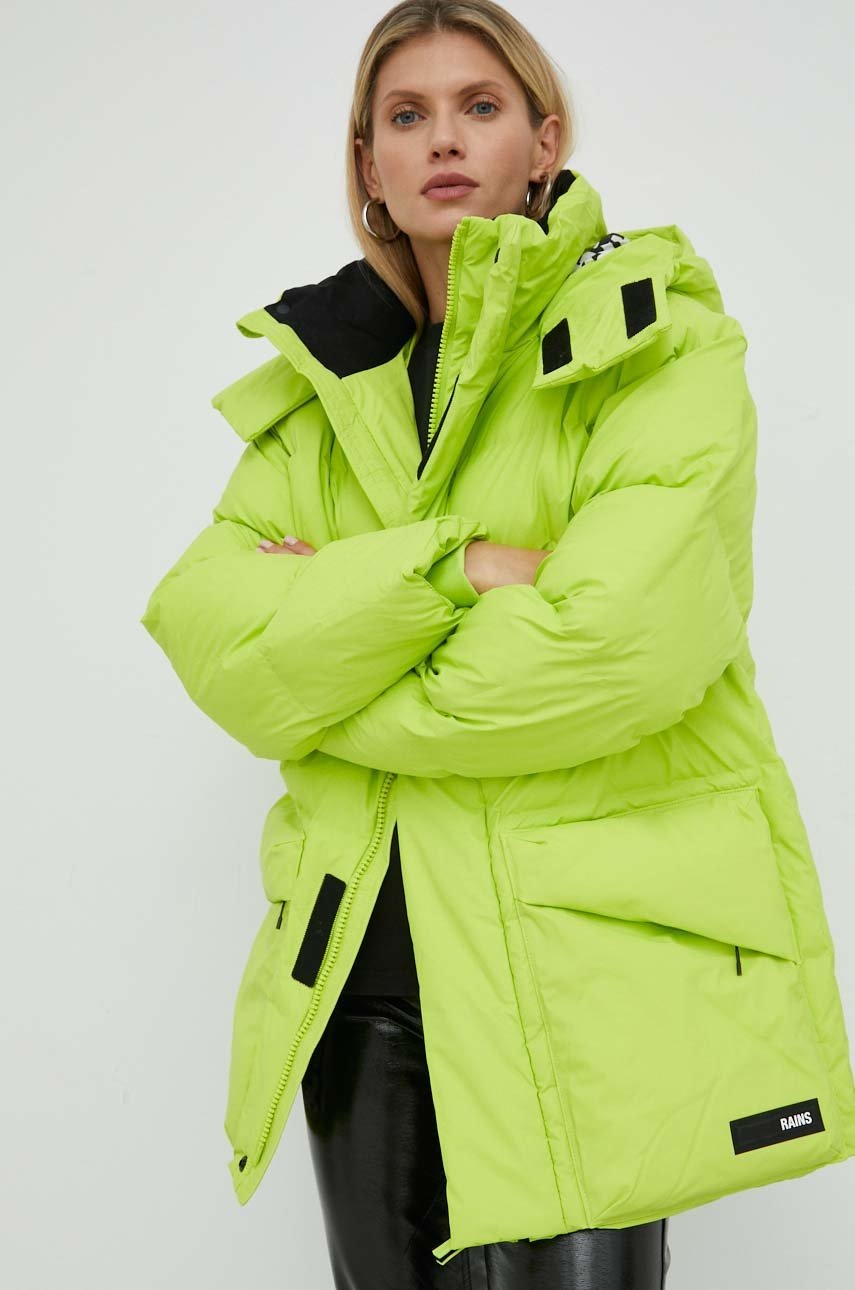 

Куртка Rains 15010 Block Puffer Jacket цвет зелёный зимняя oversize