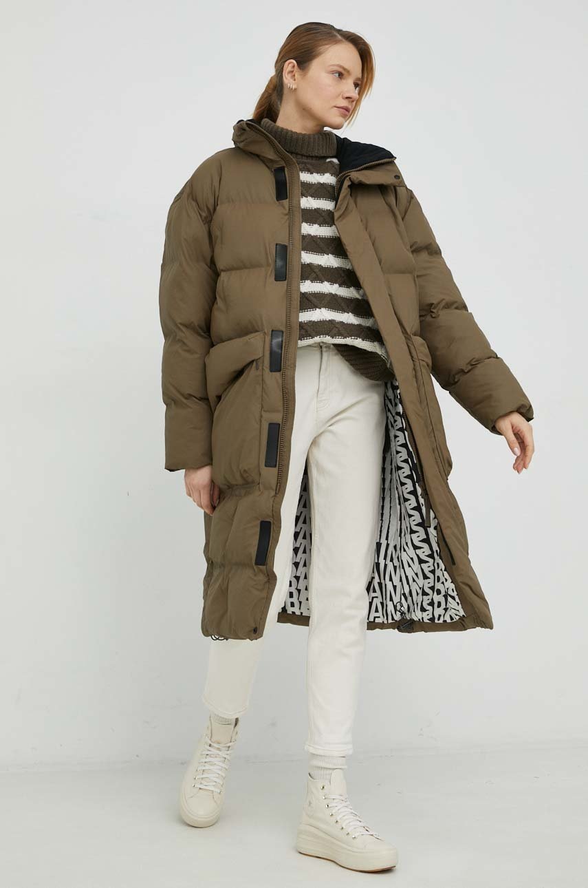 

Куртка Rains 15020 block puffer coat цвет коричневый зимняя