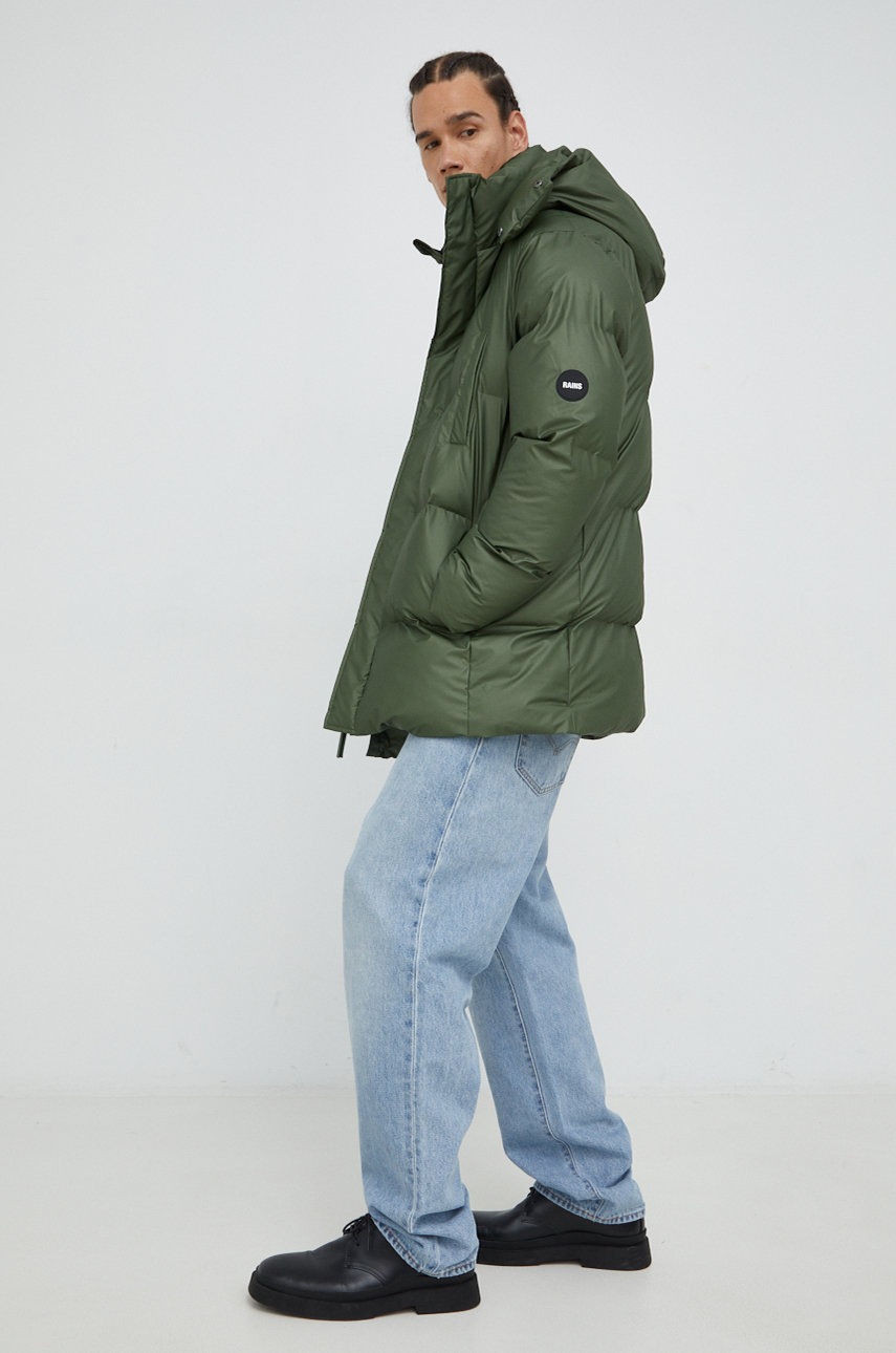 

Куртка Rains 15040 Boxy Puffer Parka цвет зелёный зимняя