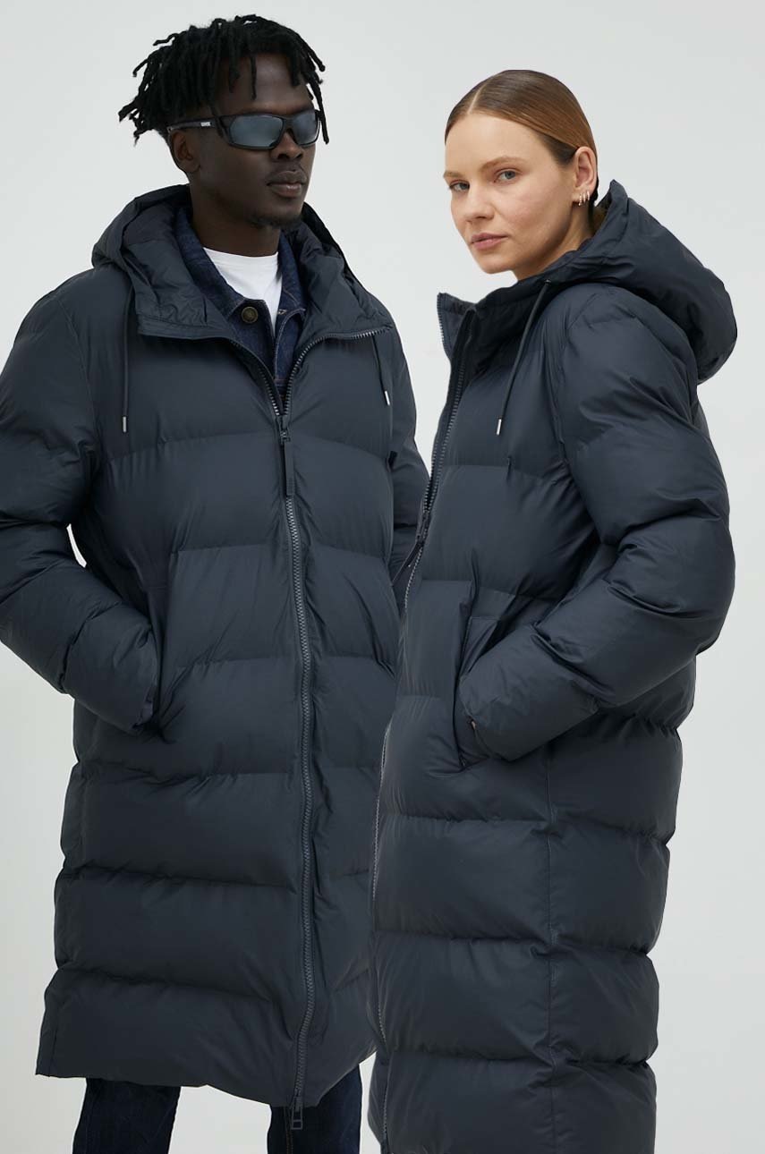 

Яке Rains 15070 Long Puffer Jacket в тъмносиньо със зимна изолация, Тъмносин