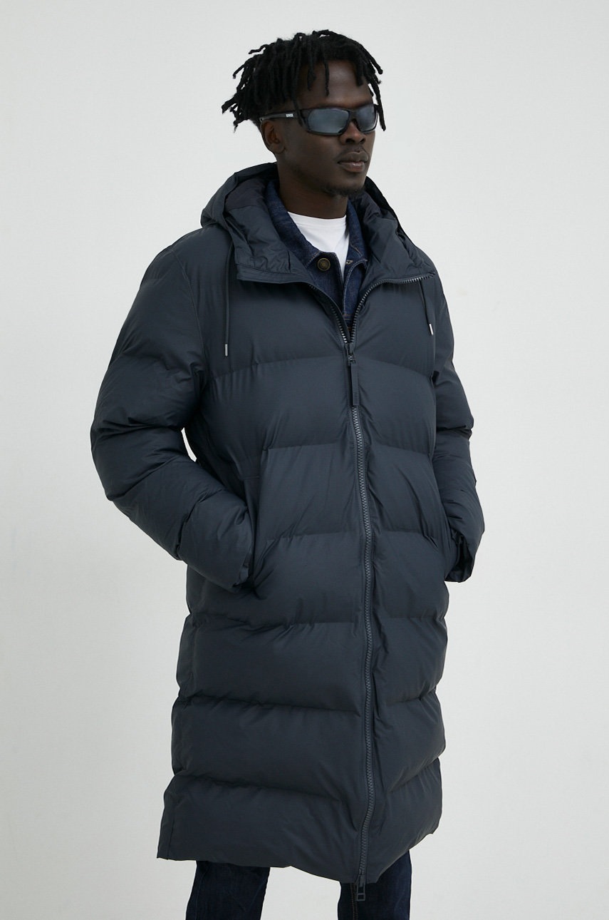 

Куртка Rains 15070 Long Puffer Jacket цвет синий зимняя