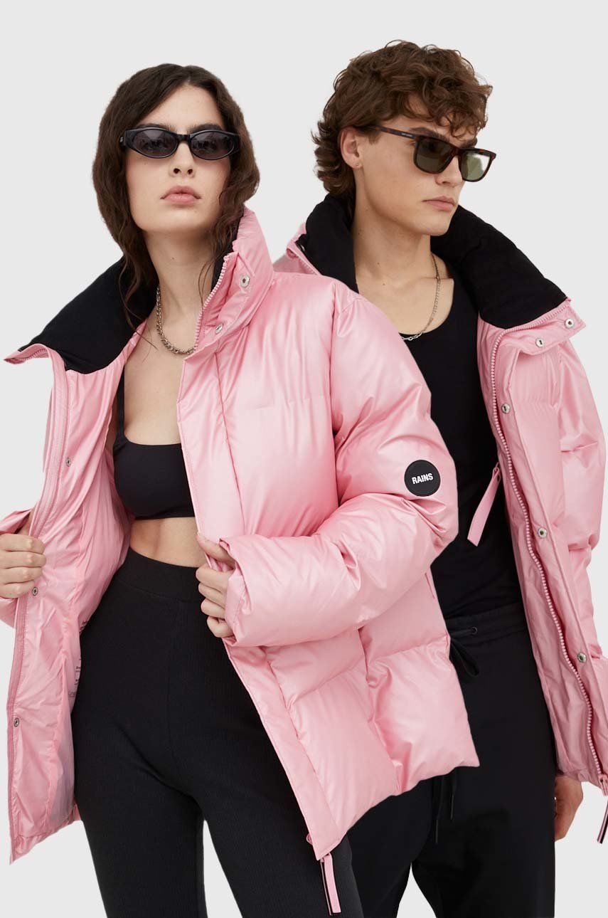 Rains kurtka 15220 Boxy Puffer Jacket kolor różowy zimowa