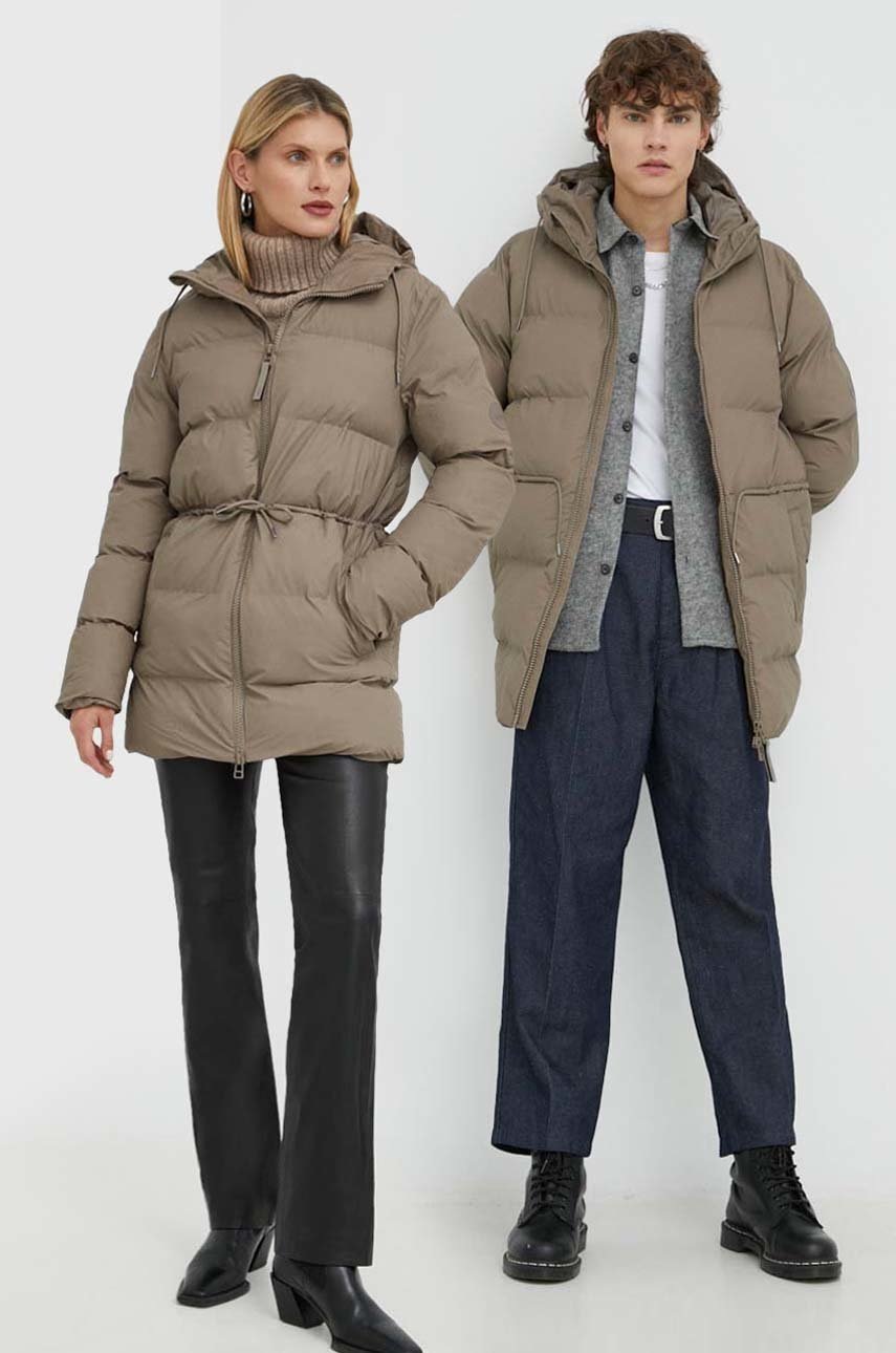 

Яке Rains 15370 Puffer W Jacket в кафяво със зимна изолация, Кафяв
