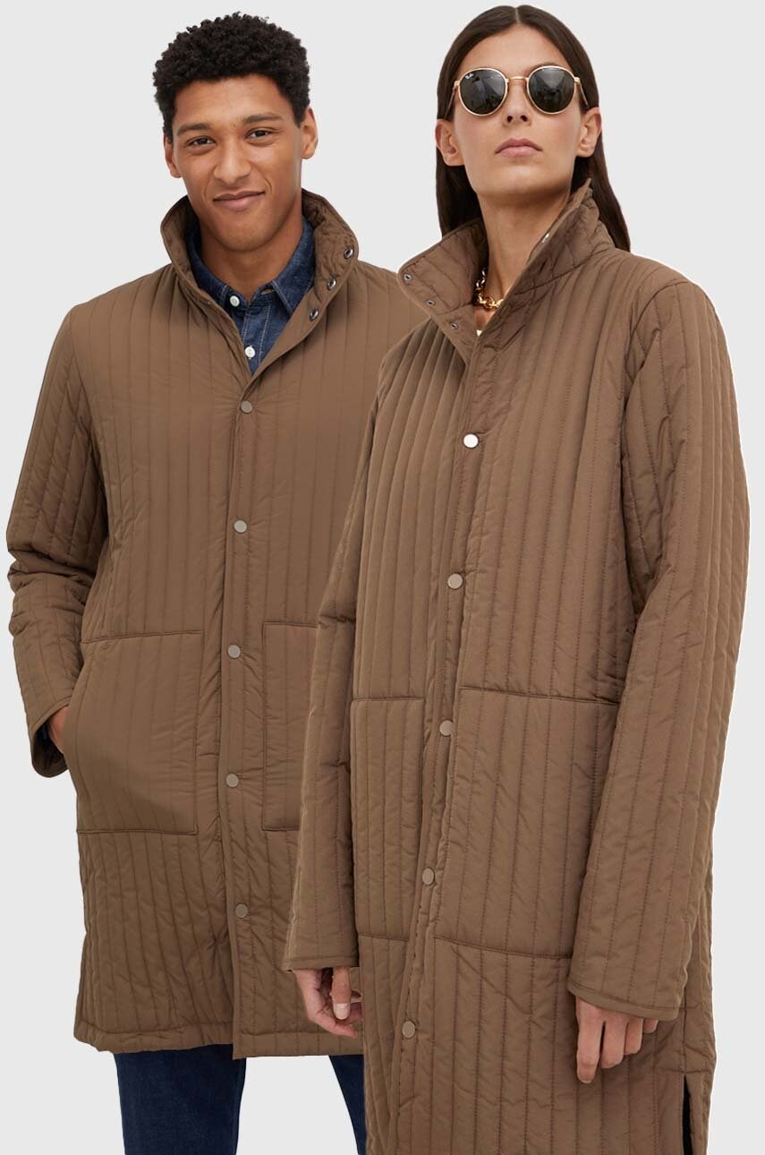 

Яке Rains 18290 Long Liner Jacket в кафяво с преходна изолация, Кафяв