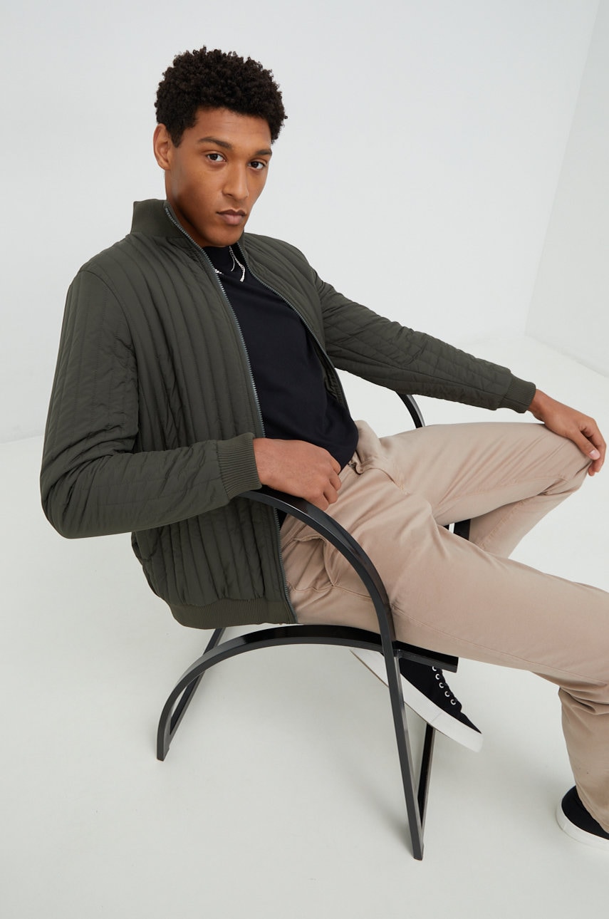 Rains geaca bomber 18300 Liner High Neck Jacket culoarea verde, de tranzitie