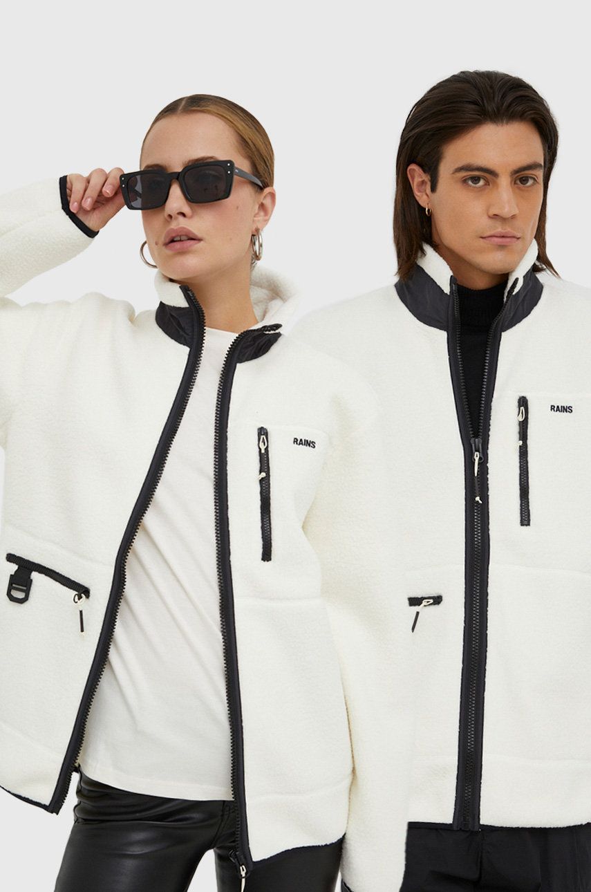 Rains kurtka 18420 Heavy Fleece Jacket kolor biały przejściowa