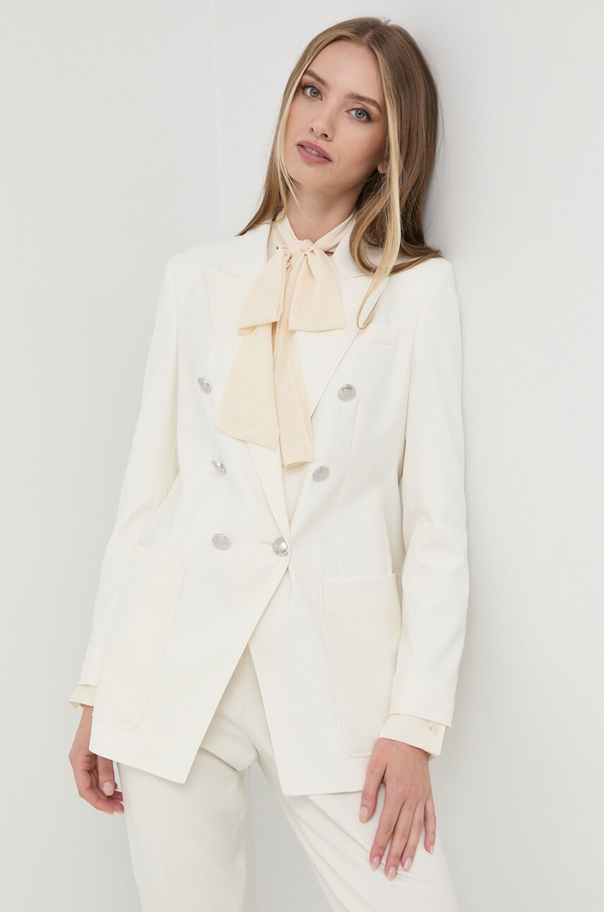 Boss sacou culoarea bej, cu doua randuri de nasturi, neted