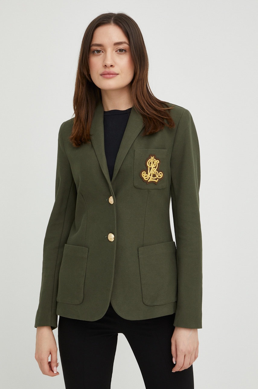 

Пиджак Lauren Ralph Lauren цвет зелёный однобортный однотонная