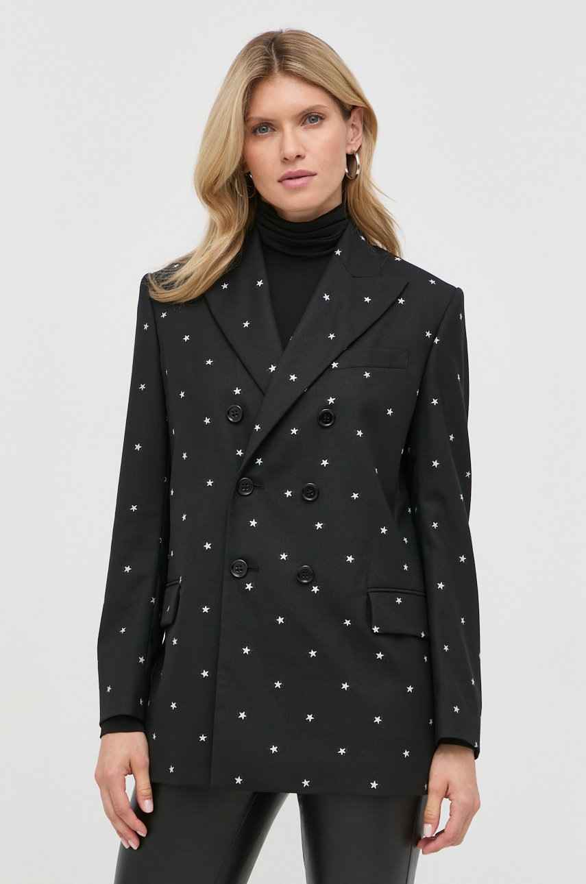 

Вълнено сако Red Valentino в черно с едно копче с десен, Черен