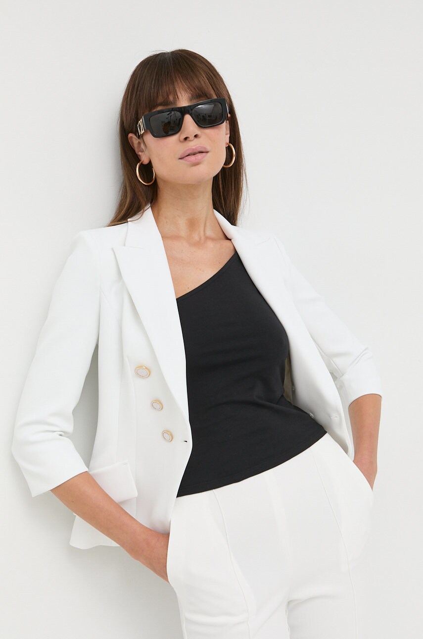 Elisabetta franchi sacou culoarea alb, cu doua randuri de nasturi, neted