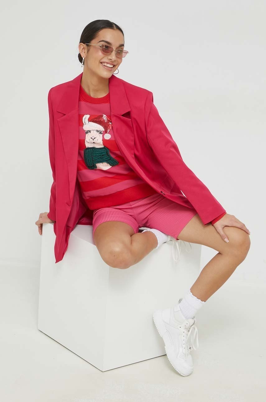 

Піджак Only колір рожевий oversize однотонна