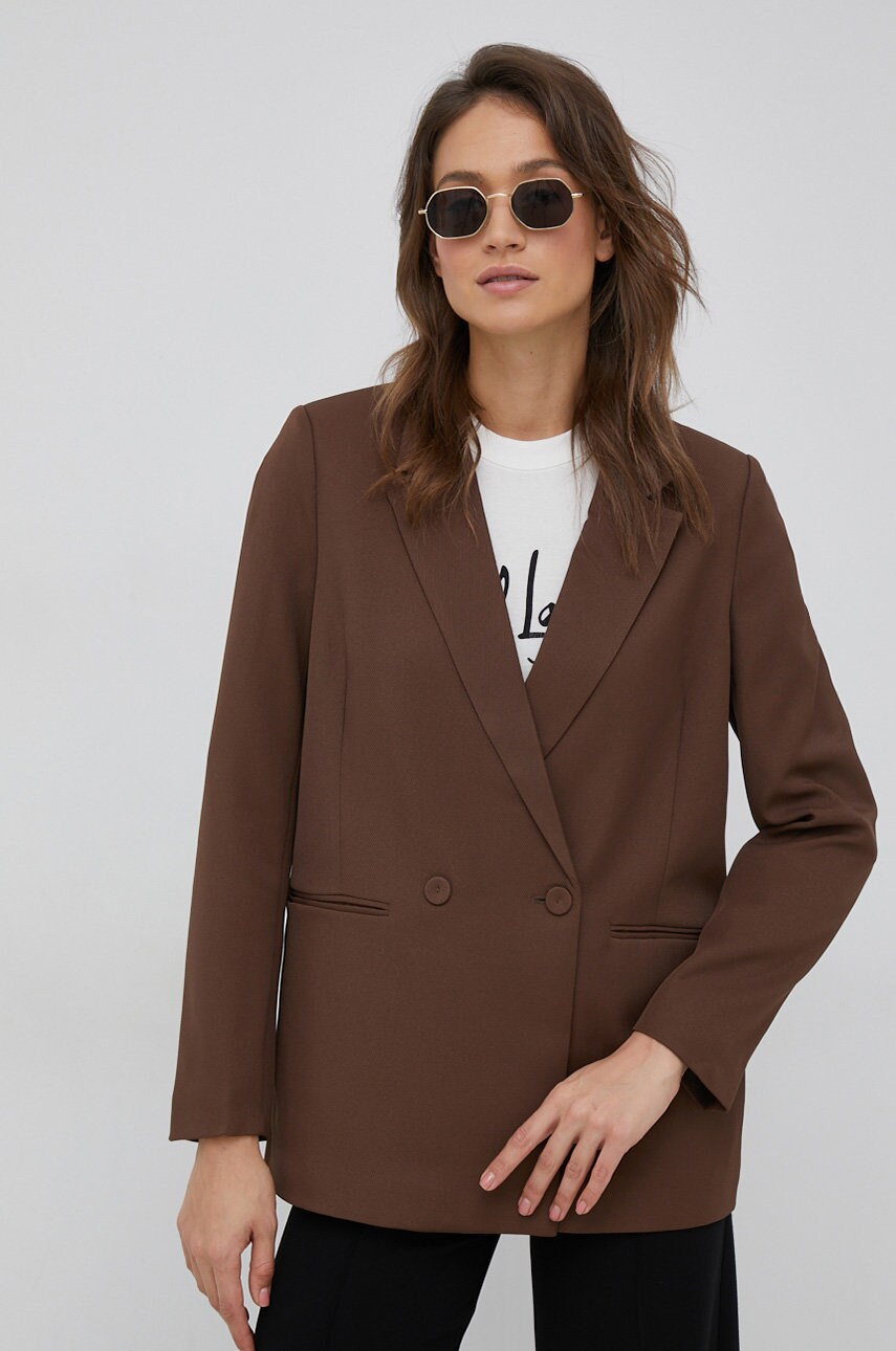 

Сако Vero Moda в кафяво с двуредно закопчаване с изчистен дизайн, Кафяв