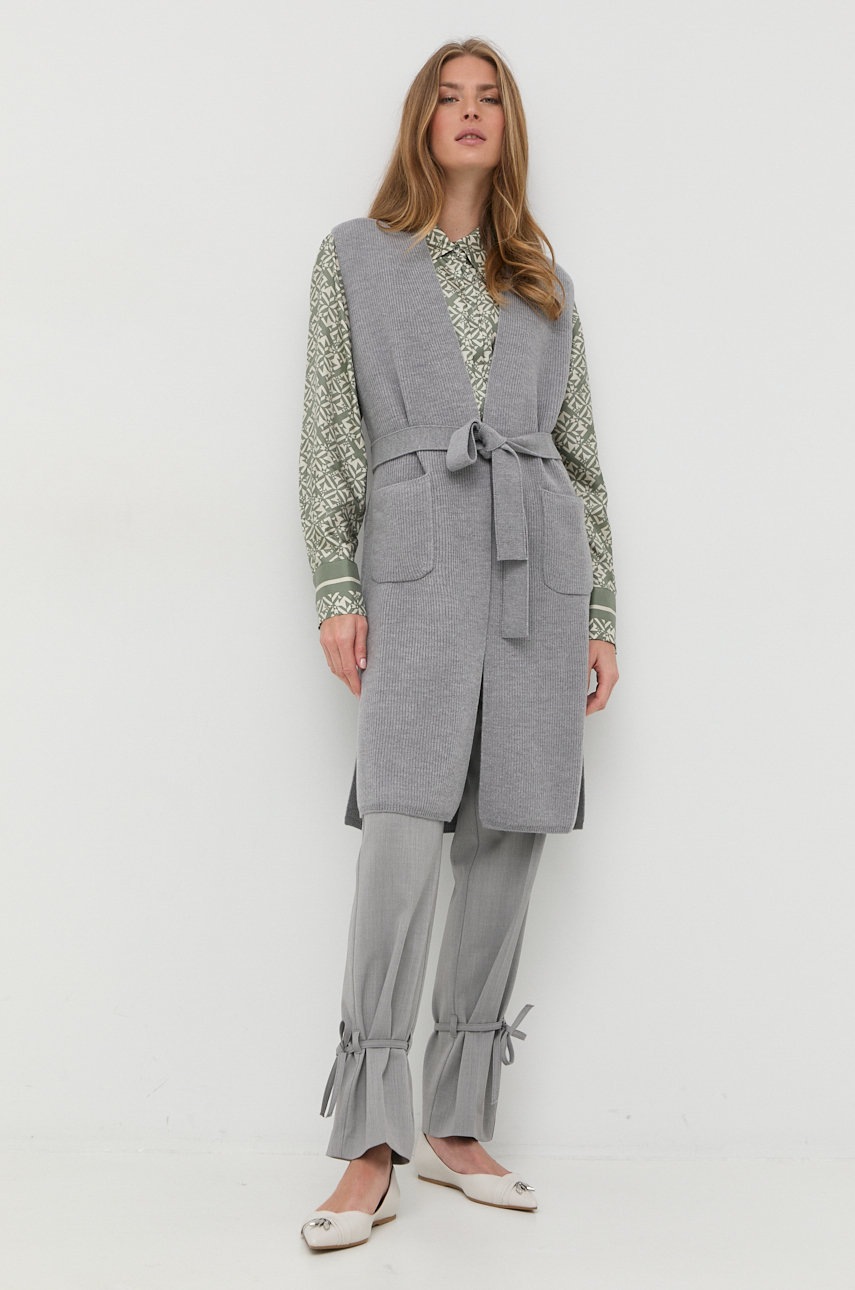 

Вовняний жилет Max Mara Leisure жіночий колір сірий легкий