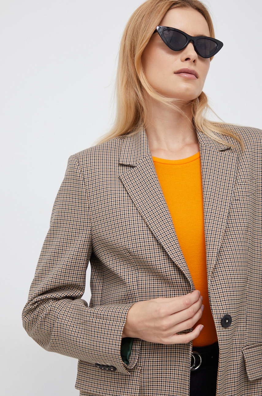 

Сако Tommy Hilfiger в бежово с едно копче с десен, Бежов