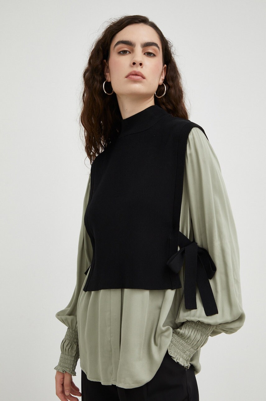 Bruuns bazaar vesta femei, culoarea negru, light, cu turtleneck