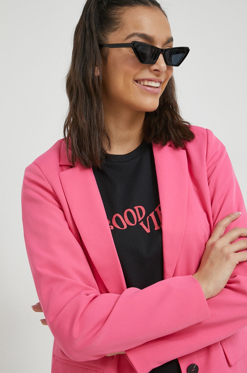 

Сако Vila vikammas в розово с едно копче с изчистен дизайн, Розов