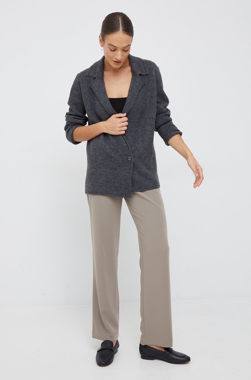 

Пиджак с примесью шерсти Sisley цвет серый двубортный однотонная