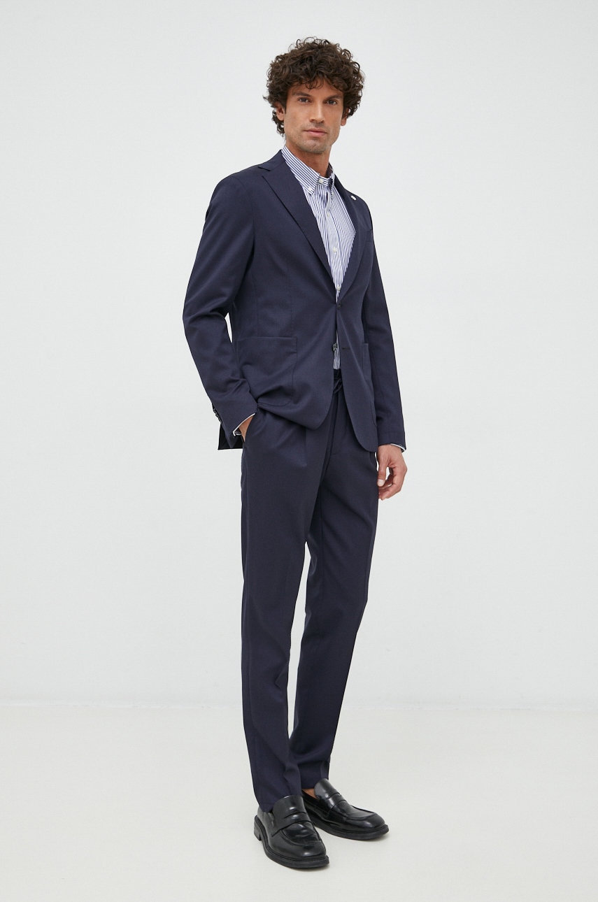 Manuel Ritz costum de lana culoarea albastru marin, neted