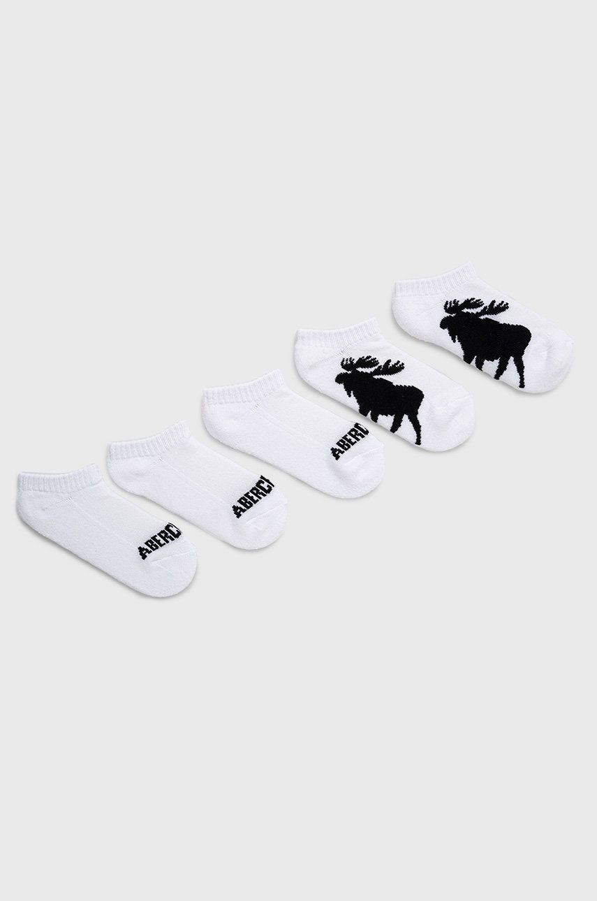 Levně Dětské ponožky Abercrombie & Fitch (5-pak) bílá barva