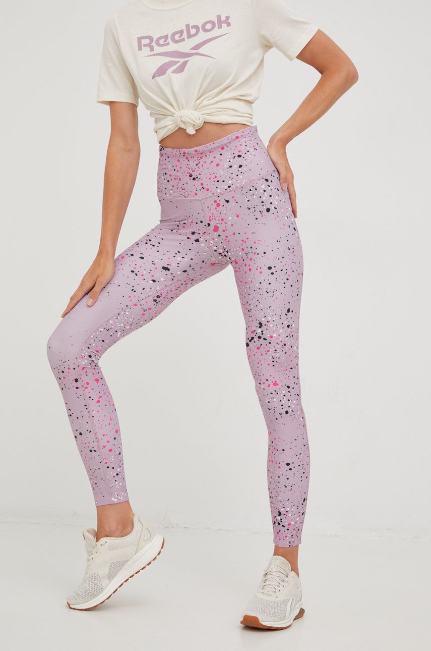 Reebok legginsy do jogi Lux 2.0 damskie kolor różowy wzorzyste