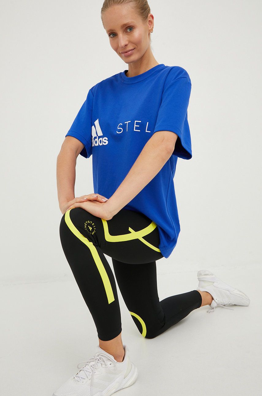 adidas by Stella McCartney legginsy do biegania damskie kolor czarny z nadrukiem